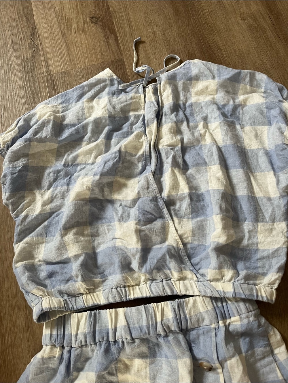 Madewell Light Blue Gingham Midi 2 piece with Button Front - Picture 6 of 7